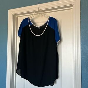 Torrid Black and Blue Short Sleeve Top
